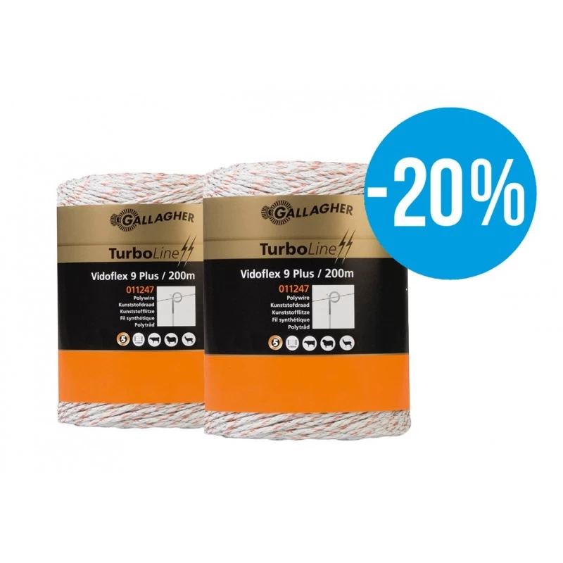 Gallagher Duopack Vidoflex 9 Turboline Plus Wit 2X200M 1 Gallagher Duopack Vidoflex 9 Turboline Plus Wit 2X200M