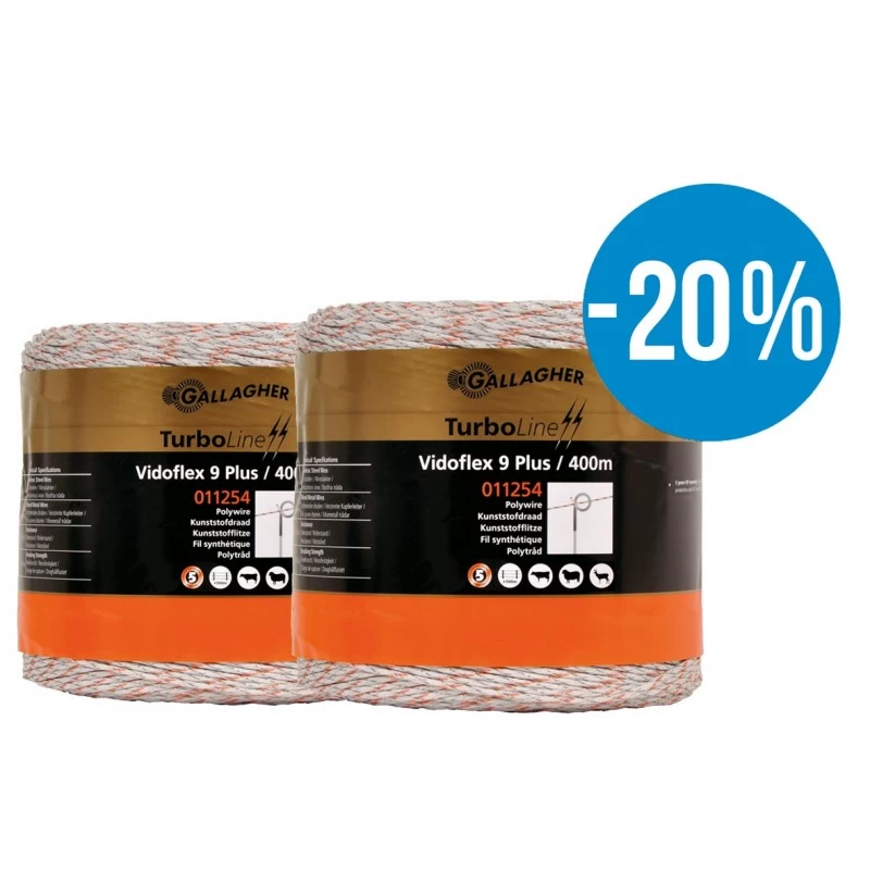 Gallagher Duopack Vidoflex 9 Turboline Plus Wit 2X400M 1 Gallagher Duopack Vidoflex 9 Turboline Plus Wit 2X400M
