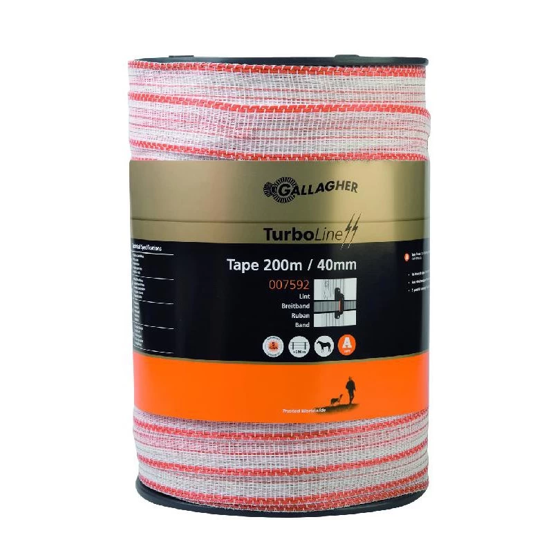 Gallagher Turboline Lint 40mm Standaard Wit 200m 1 Gallagher Turboline Lint 40mm Standaard Wit 200m